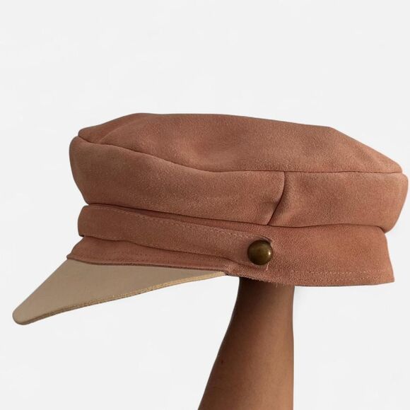 Lack of Color Lola Peach Cream Suede Newsboy Cap Coquette Slouch Hat Large 59cm - Picture 6 of 8